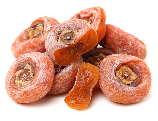 dried persimmons buy here - Close-up of dried persimmons with a rich orange hue and chewy texture