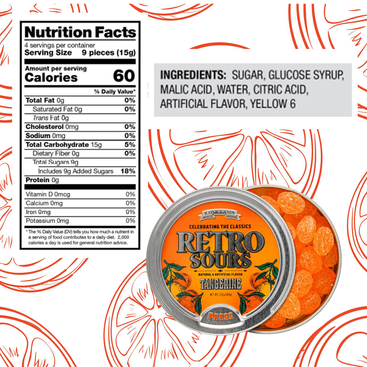 retro sours orange, tangerine, citrus, altoid sour, nostalgic candy, 